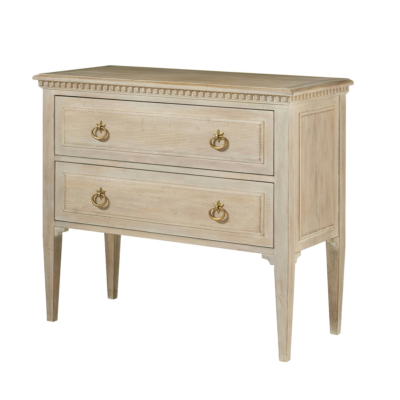 Oak Louis XVI chest of drawers front view.