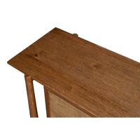 Close-up of oak texture on credenza top.