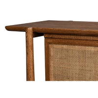 Corner detail of Oak Mid Century Modern Credenza.