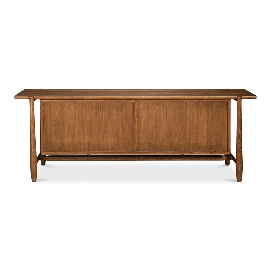 Back view of Oak Mid Century Modern Credenza.