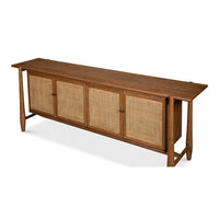 Angled top view of Oak Mid Century Modern Credenza.
