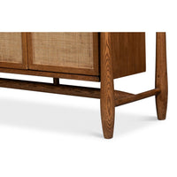 Leg detail of Oak Mid Century Modern Credenza.