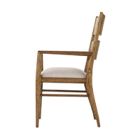 Oak dining arm chair side profile.