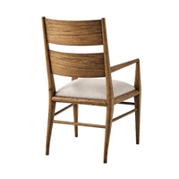 Oak dining arm chair back view.