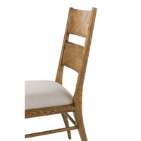 Close-up of chair back detailing, oak dining chair.