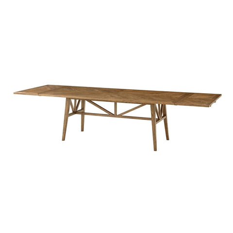 Oak Parquetry Extending Dining Table