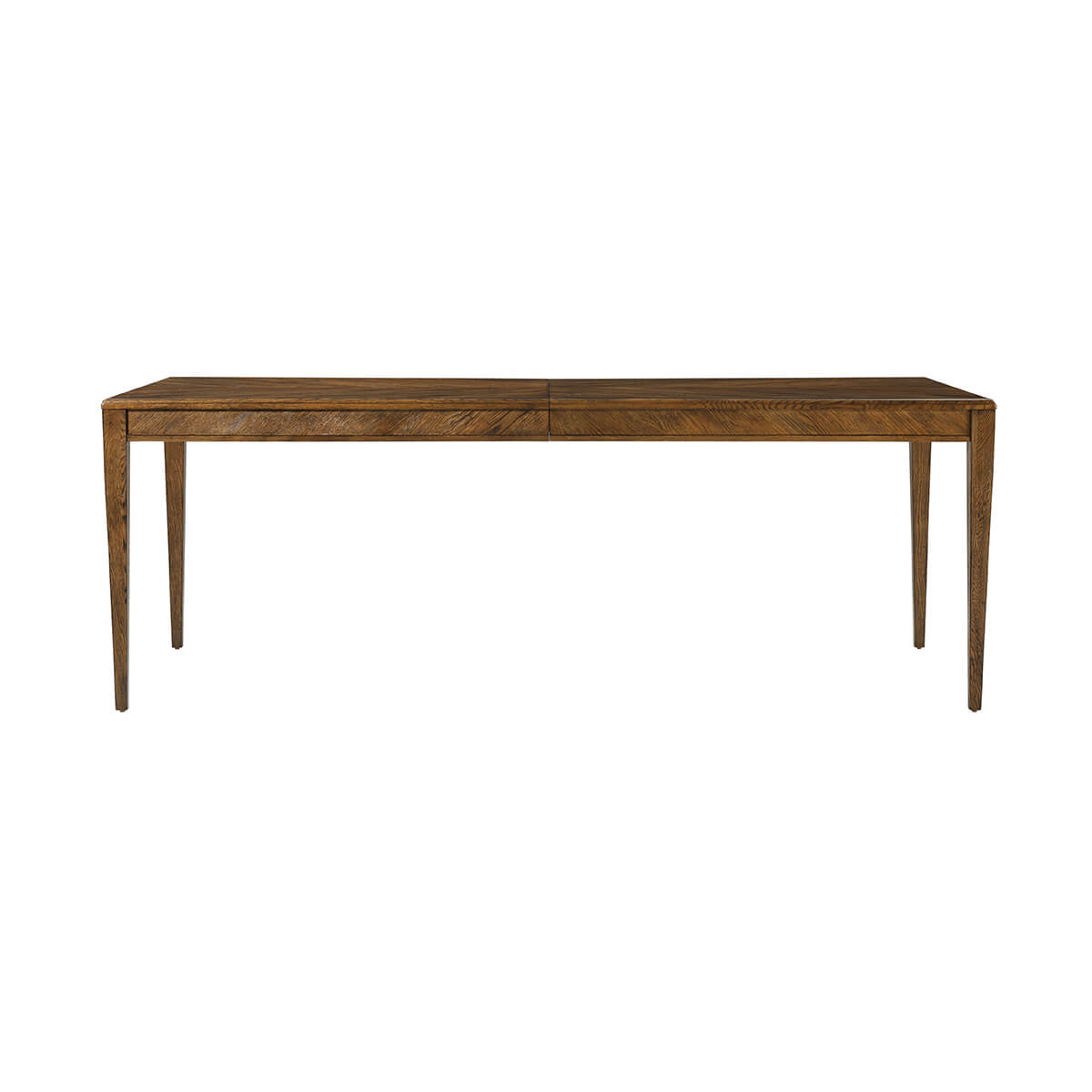Oak dining table, direct front view.