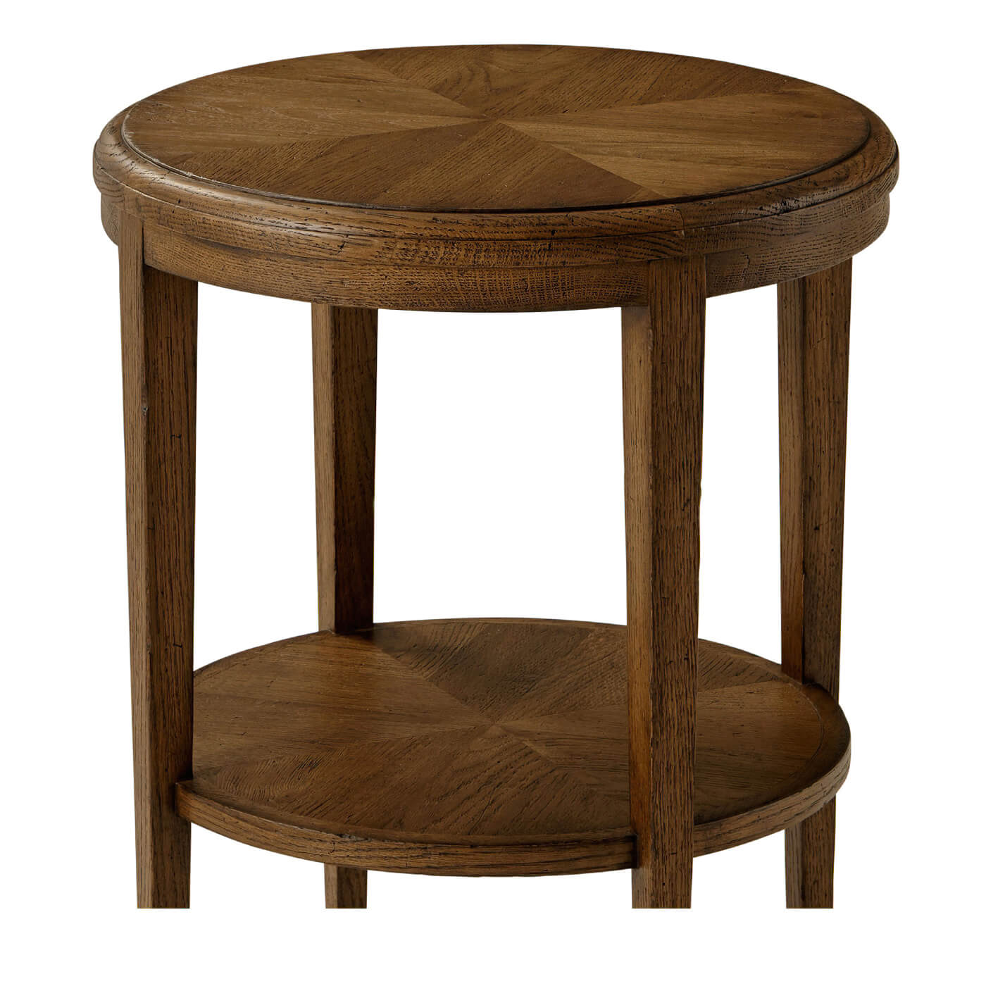 Round side table, focus on top and legs.