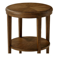 Round side table, focus on top and legs.