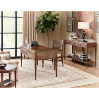 Elegant room with oak furniture, side table visible.