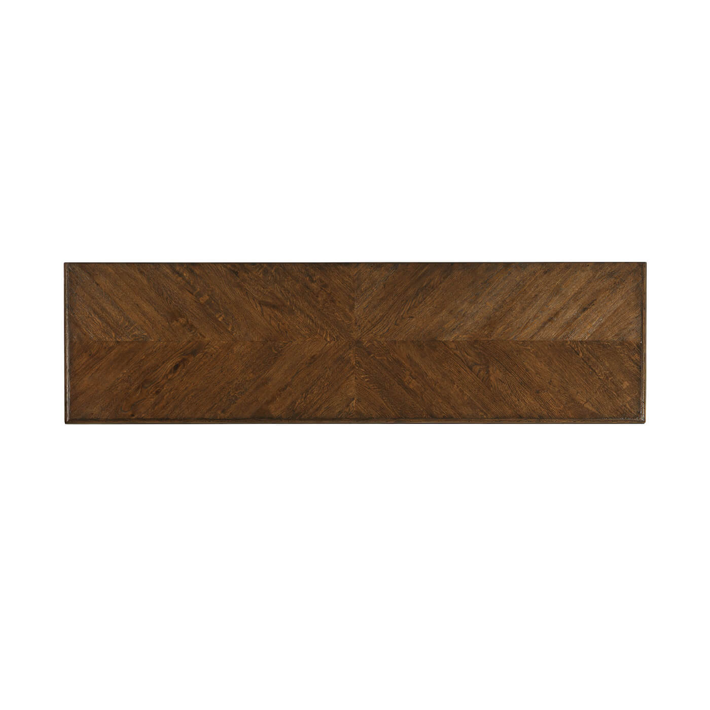 Oak dresser top view, highlighting wood grain pattern.