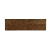 Oak dresser top view, highlighting wood grain pattern.