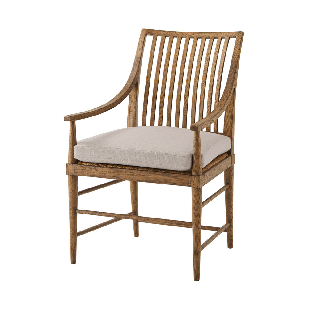 Oak Slat Back Dining Arm Chair - Light – EGA HOME