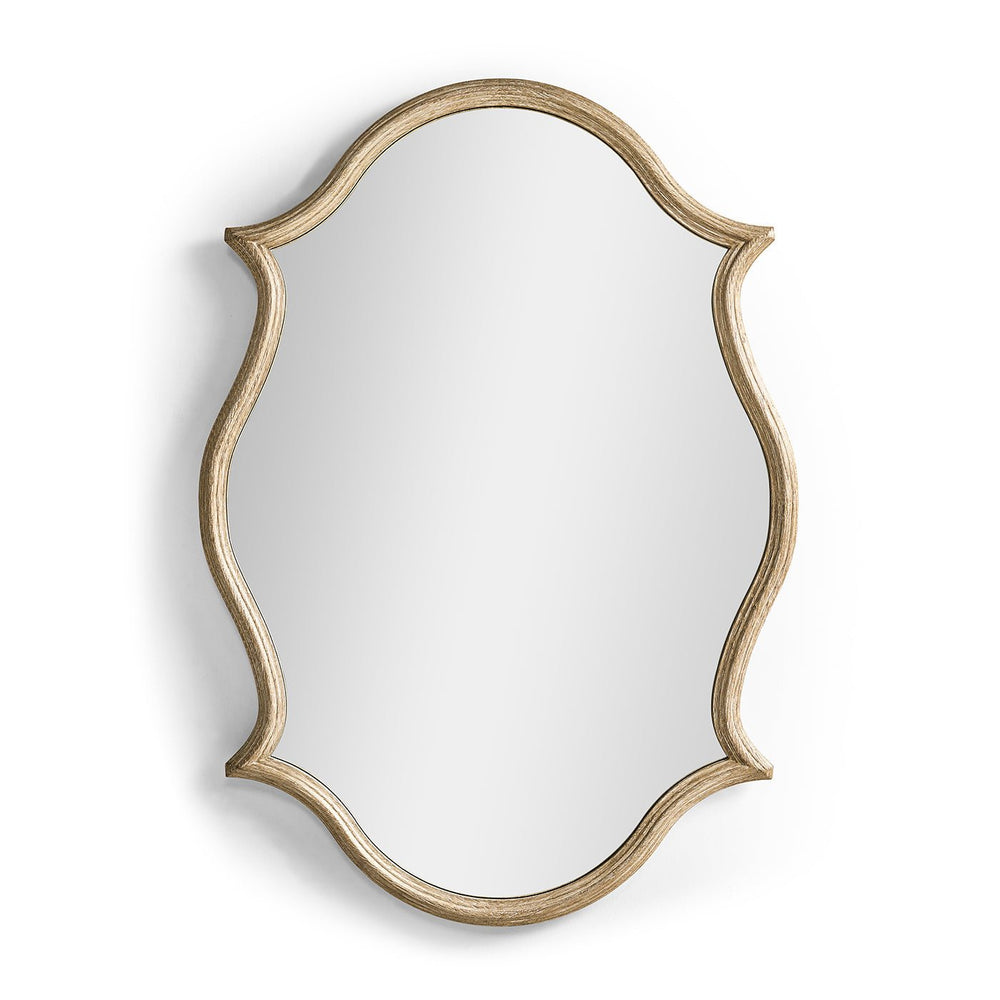 Ornate oak Venetian mirror against white background.