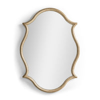 Ornate oak Venetian mirror against white background.