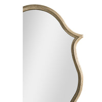 Detailed corner of oak Venetian mirror.