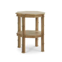 Octagonal faux bamboo side table, angled view