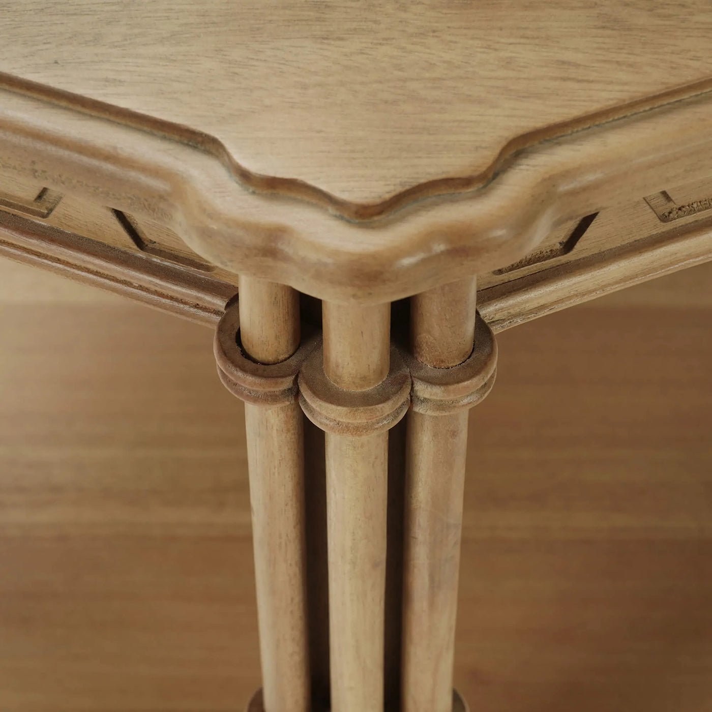 Side table top detail, focus on leg design