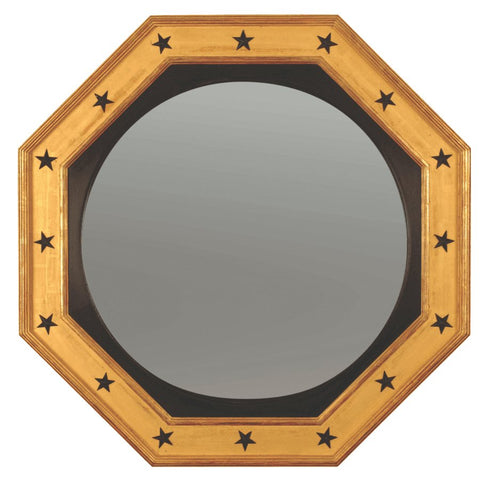 Octagonal Convex Mirror Decorated with Black Stars