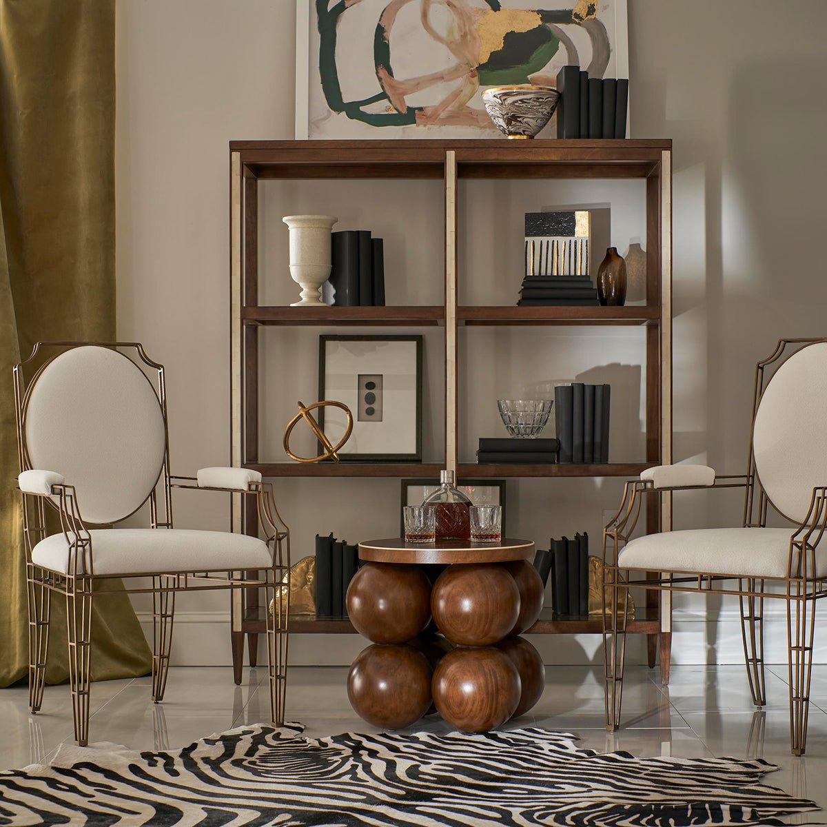 Pair of openwork steel chairs in cozy living space.