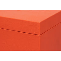 Orange Leather Nesting Boxes with Brass Tassels, Set of 3
