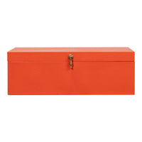 Orange Leather Nesting Boxes with Brass Tassels, Set of 3