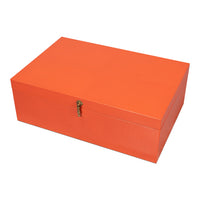 Orange Leather Nesting Boxes with Brass Tassels, Set of 3