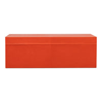 Orange Leather Nesting Boxes with Brass Tassels, Set of 3
