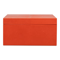 Orange Leather Nesting Boxes with Brass Tassels, Set of 3