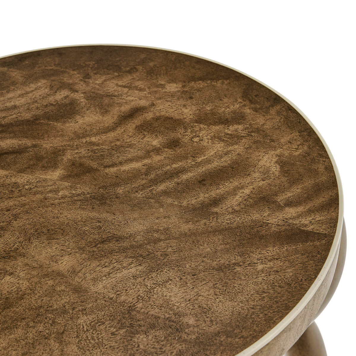 Textured wood surface detail on mid-century accent table.