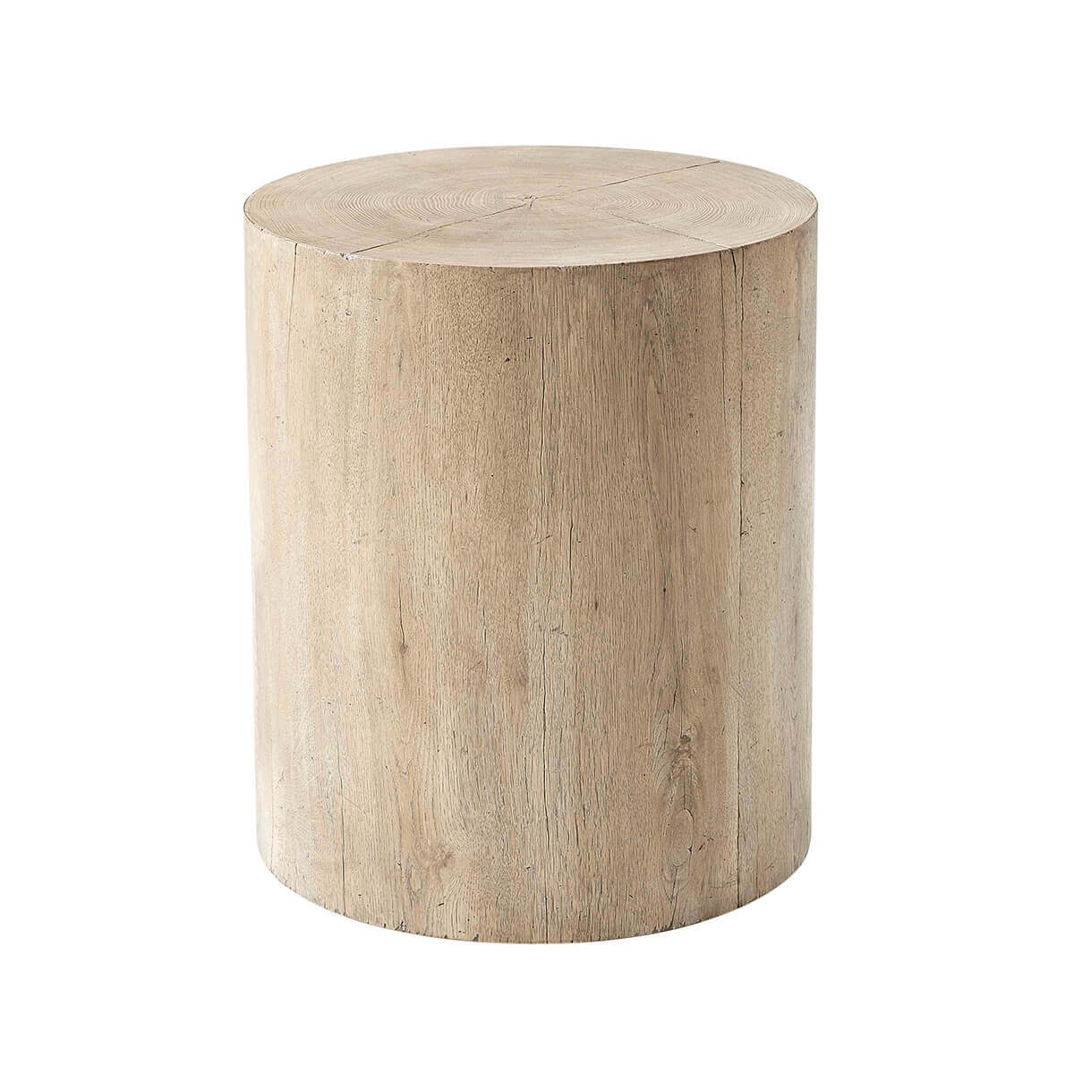 Natural oak accent table, full view from the side.