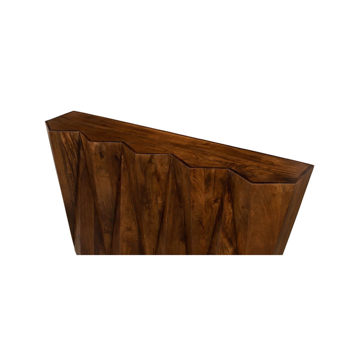 Top view highlighting wooden surface and geometric shape.