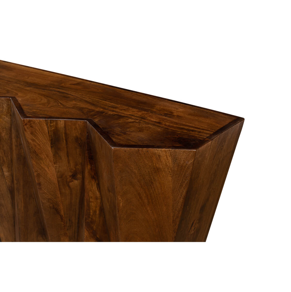 Close-up of table's top surface and edge design.