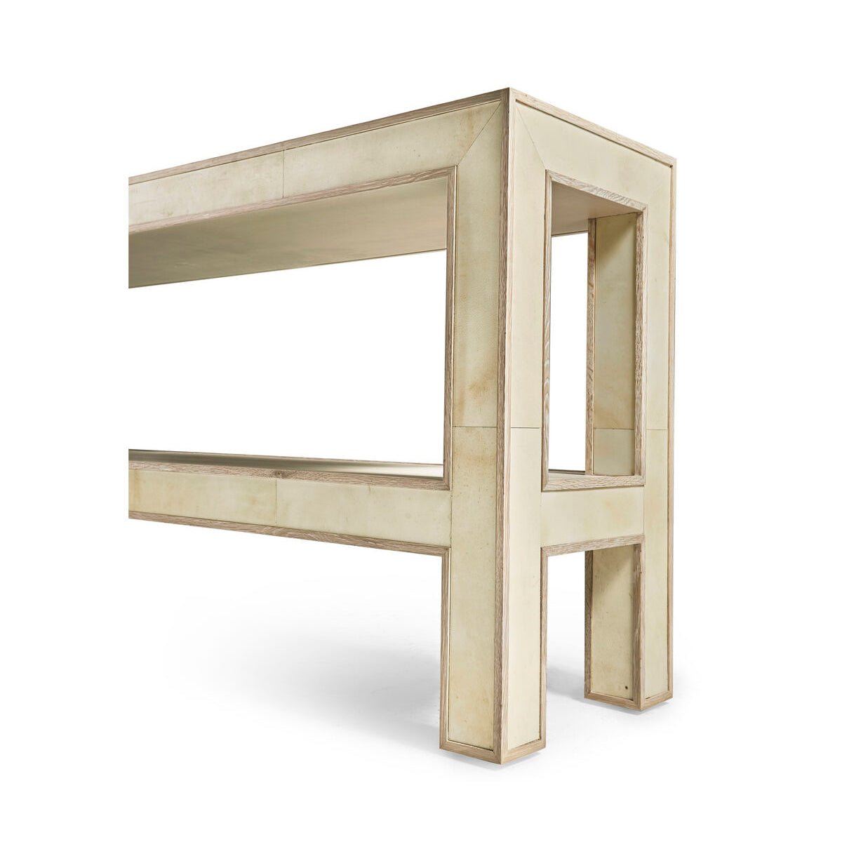 Leg design of organic modern console table.