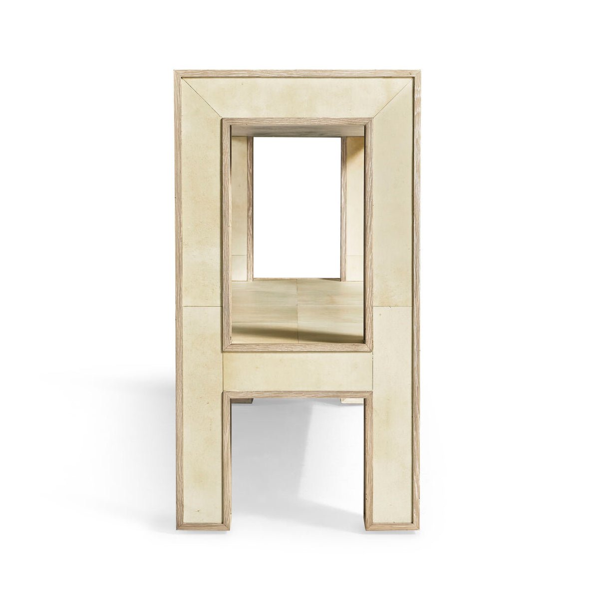 End view of organic modern console table.
