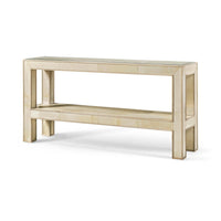 Front view of organic modern console table.