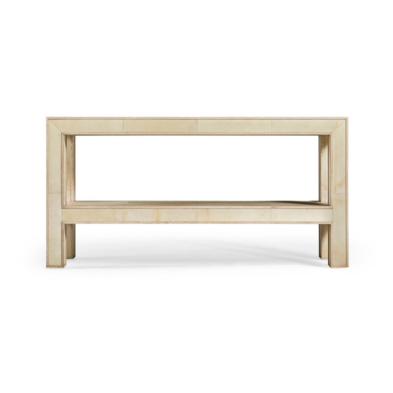 Side view of organic modern console table.