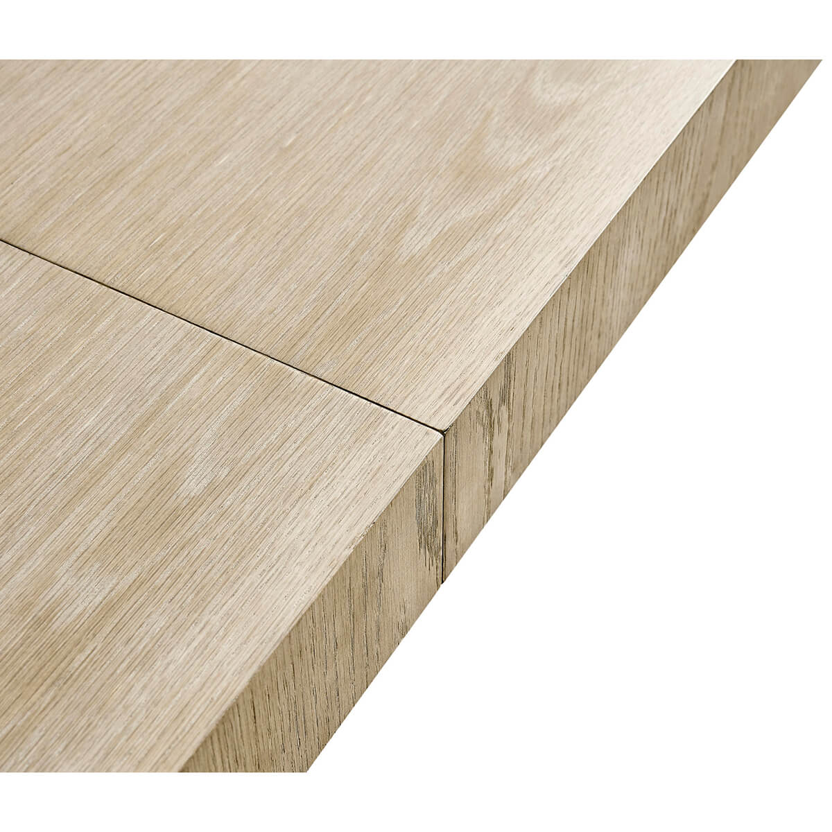 Close-up of dining table top joint detail.