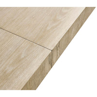 Close-up of dining table top joint detail.