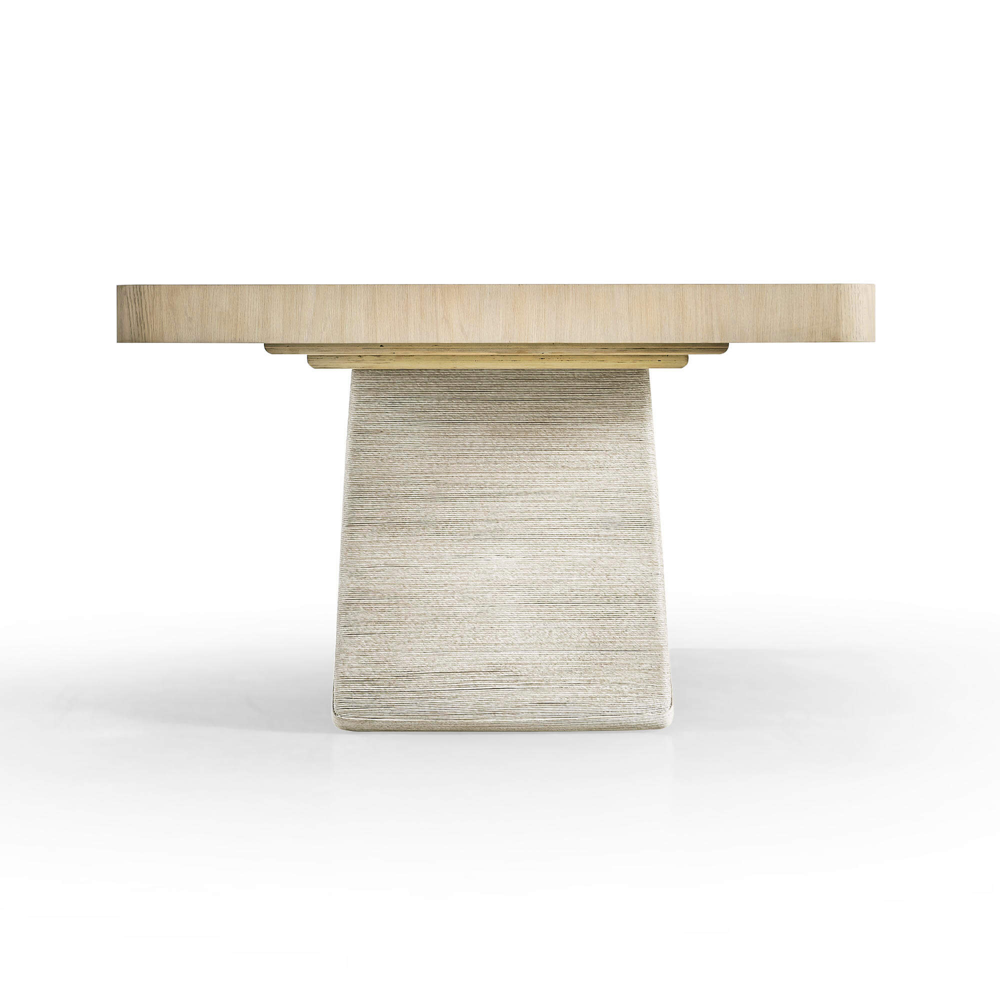 Dining table with square base, side profile.
