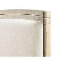 Corner detail of Danish cord king bed headboard.