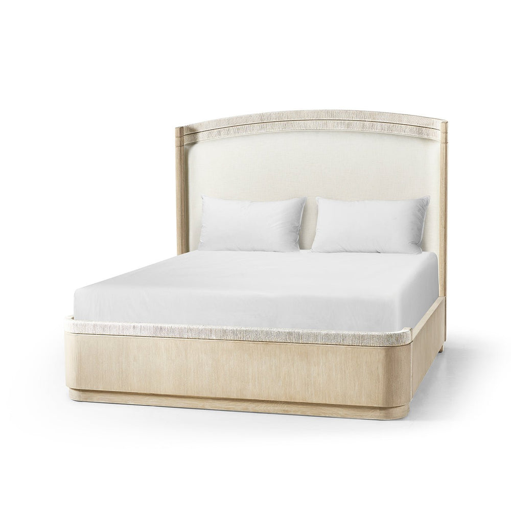 Organic modern Danish cord king bed, front view.