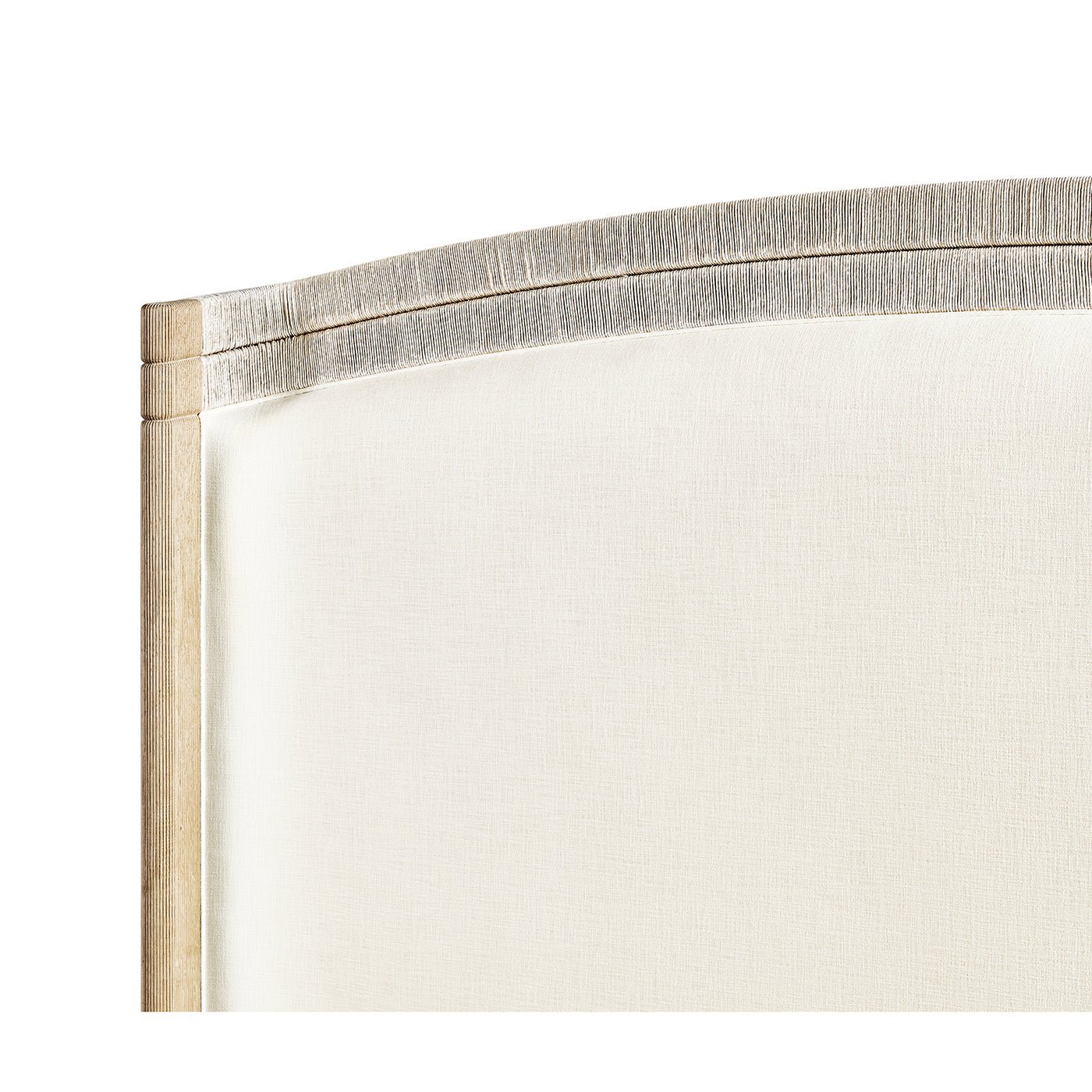 Close-up of bed headboard, Danish cord detail.