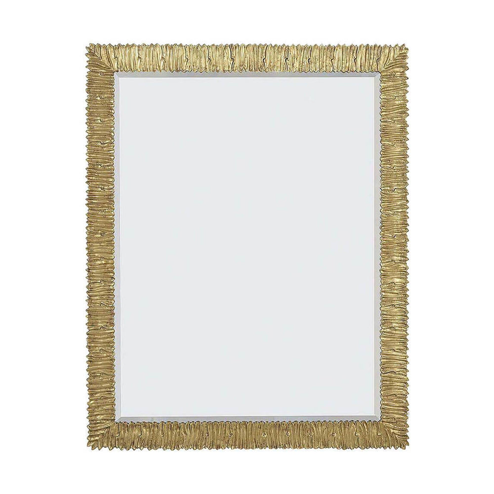 Rectangular gilt mirror with textured gold frame.