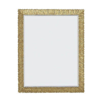 Rectangular gilt mirror with textured gold frame.