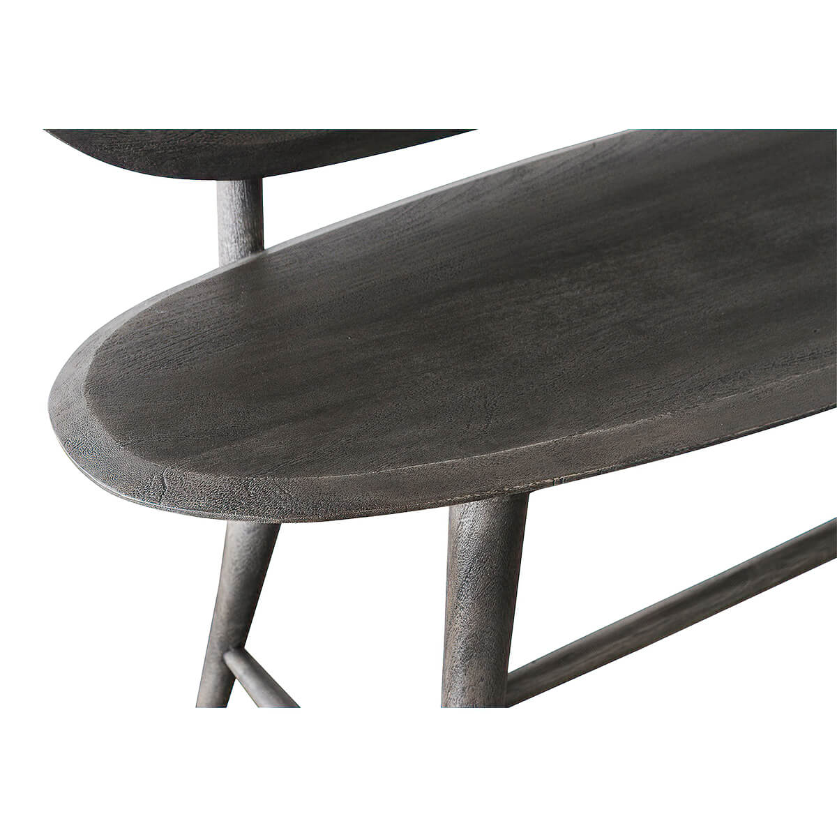 Close-up of organic wood bench seat texture.