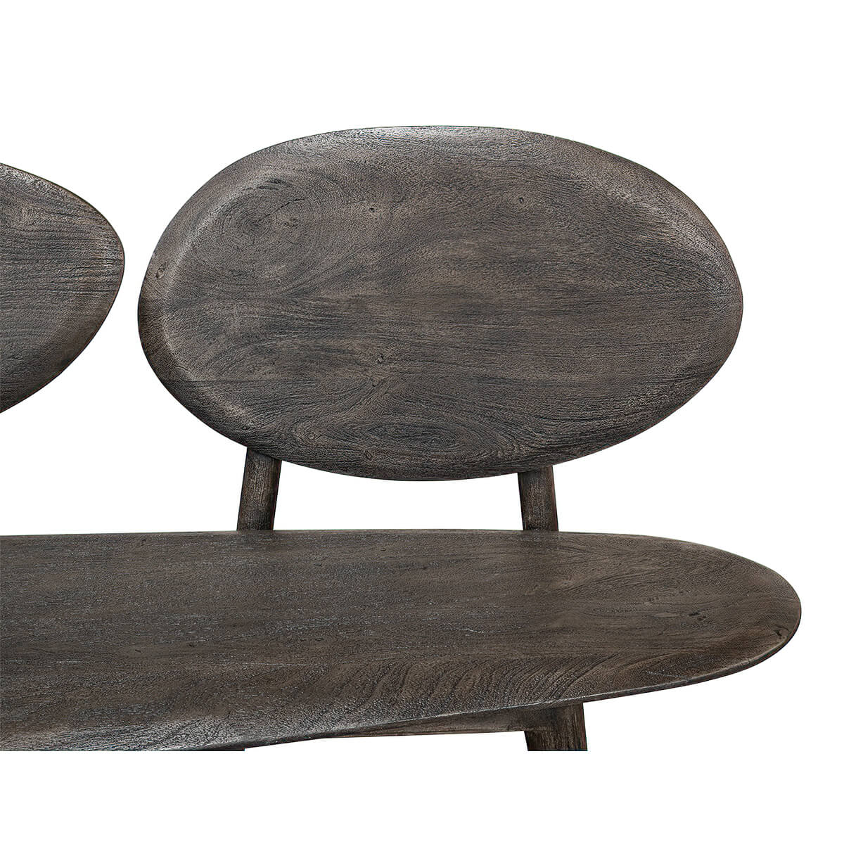 Close-up of organic wood bench backrest texture.