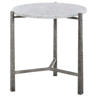 Modern marble top side table with metal legs.