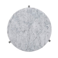 Top view of marble top side table.