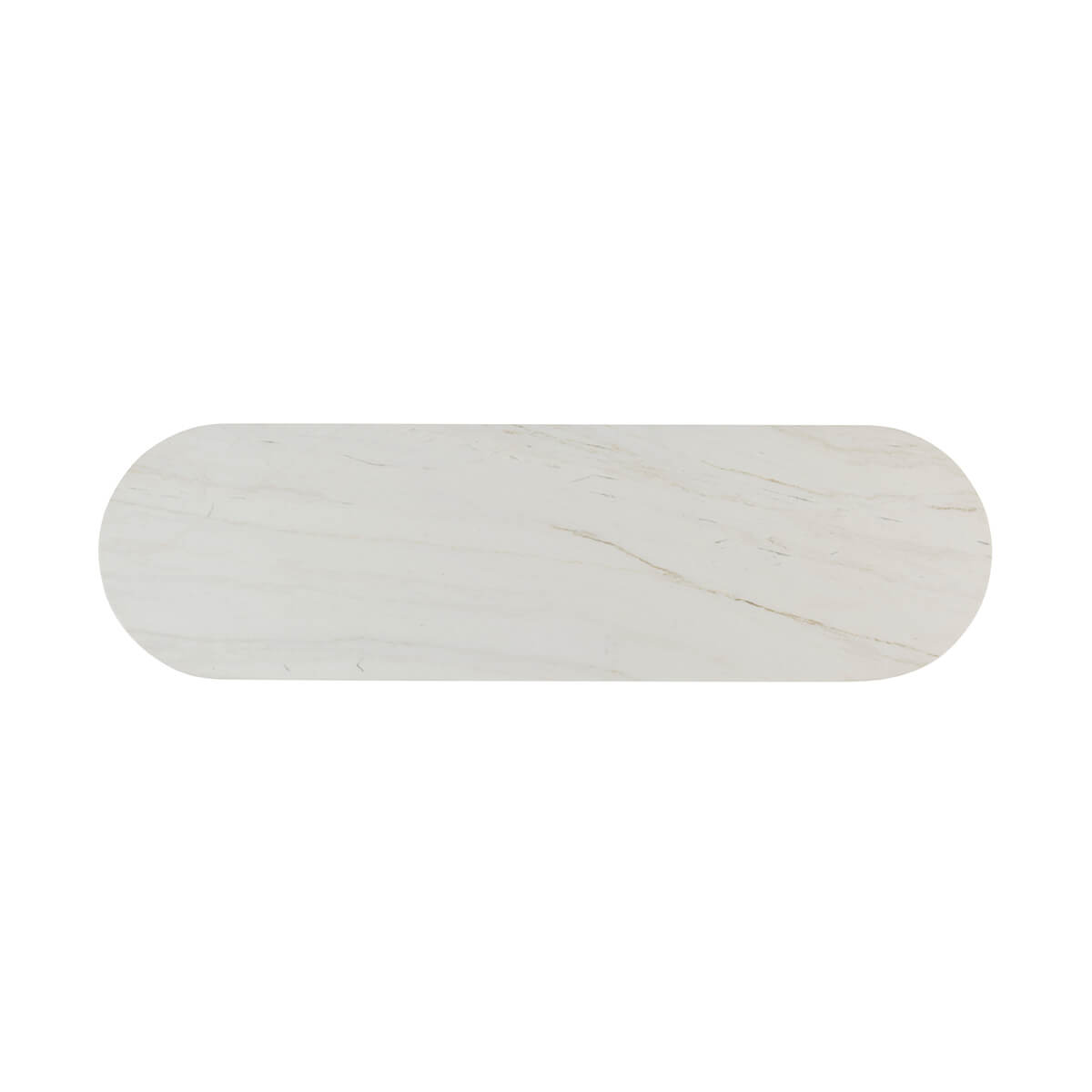 Top view of oval media cabinet showing surface texture.